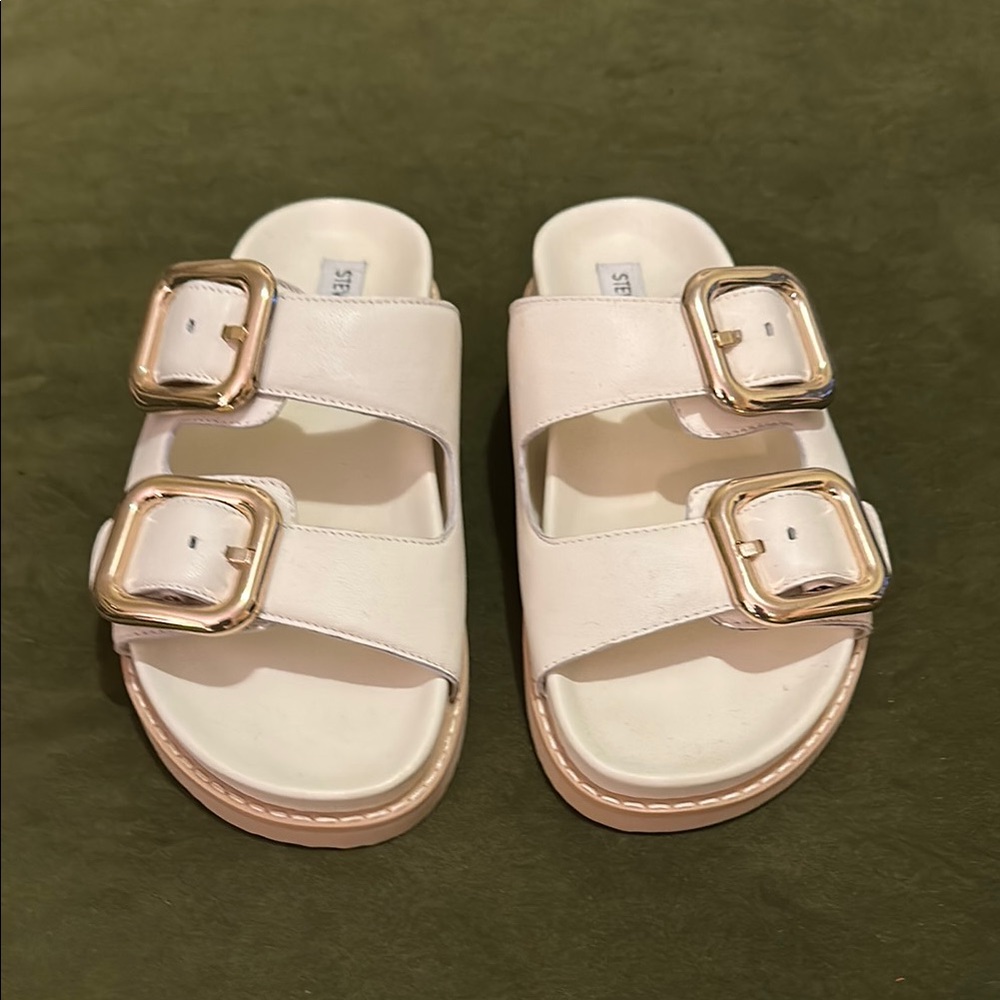 White Double Buckle Sandals